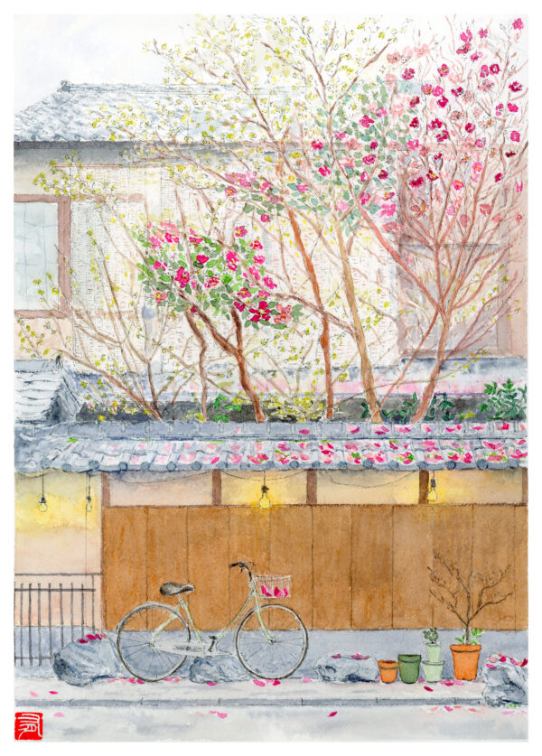 édition d'art Aquarelle "Les derniers camélias"