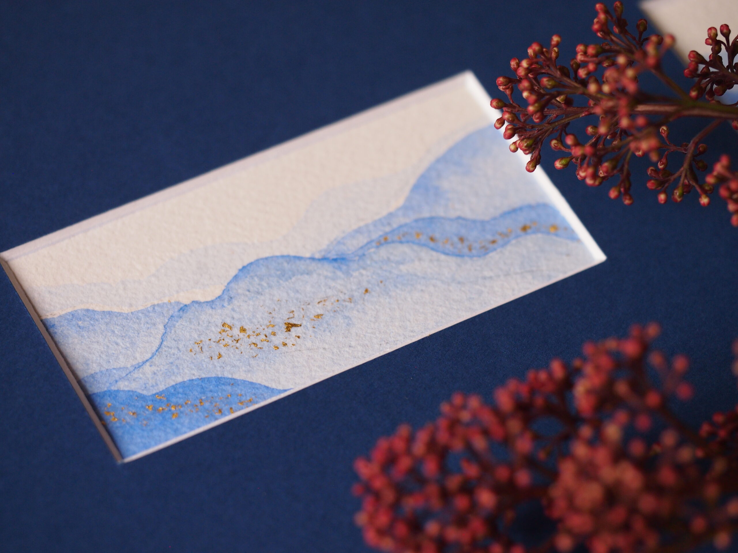 Aquarelle originale Triptyque Ombres des montagnes n°3